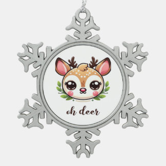 Ornement Flocon De Neige Oh Cerf Cerf Mignon Design Minimaliste 