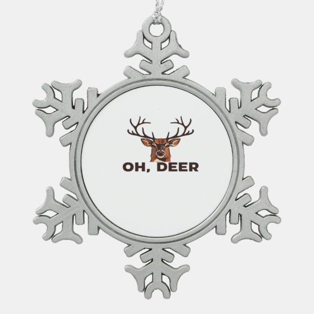 Ornement Flocon De Neige Oh Deer Modern Clean Design  (Devant)