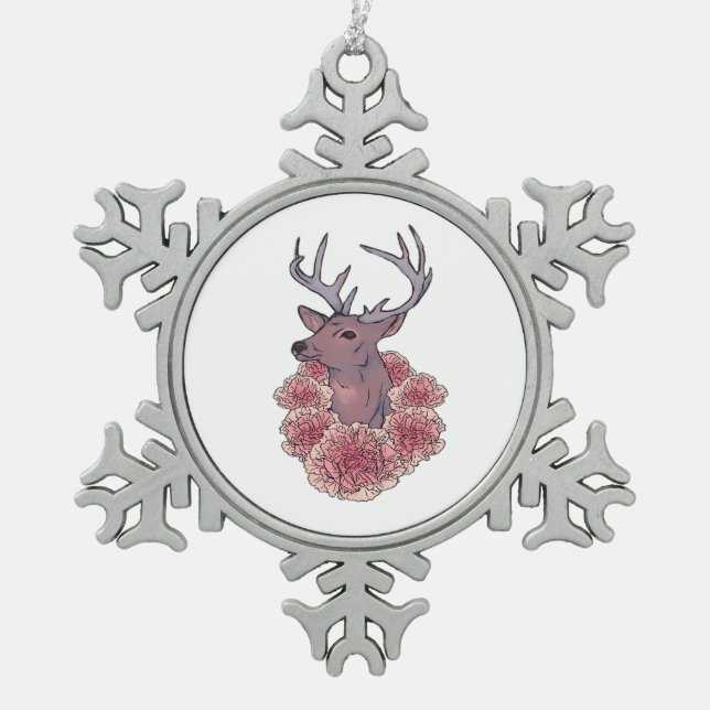 Ornement Flocon De Neige Oh Deer Trendy Minimal Aesthetic  (Devant)