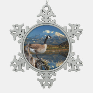 ORNEMENT FLOCON DE NEIGE OIE DU CANADA SUR LE LAC