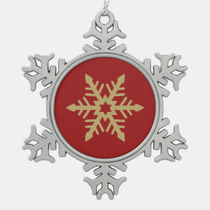 Ornement Flocon De Neige Or de conception de flocon de neige sur le rouge