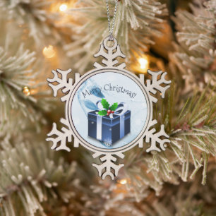 Ornement Flocon De Neige Ornement cadeau de Noël bleu
