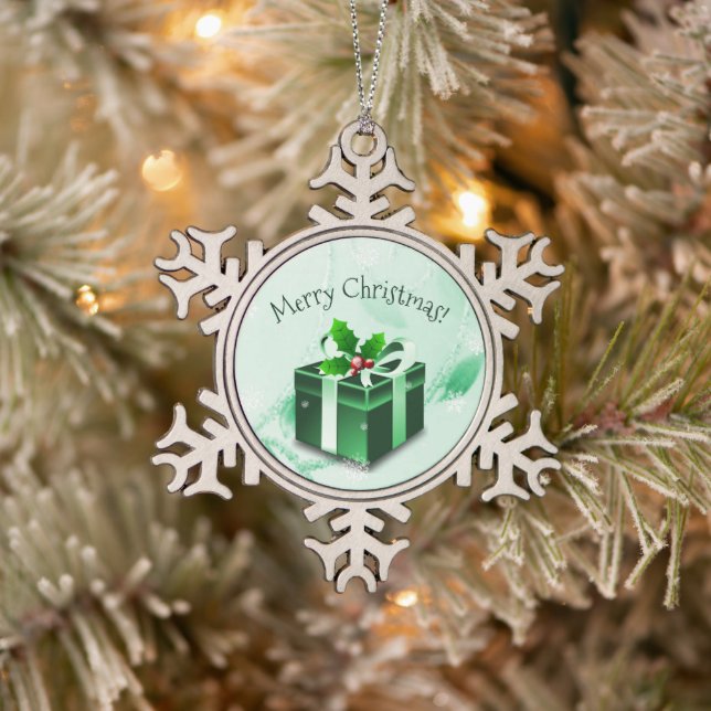 Ornement Flocon De Neige Ornement cadeau de Noël vert (Arbre)
