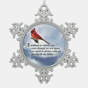 Ornement Flocon De Neige Ornement commémoratif cardinal en métal de poèm