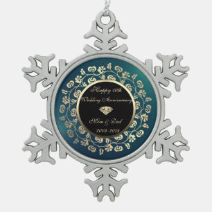 Ornement Flocon De Neige Ornement de 10e anniversaire de mariage Gold Diamo