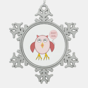 Ornement Flocon De Neige Ornement de chouette de fille rose mignonne
