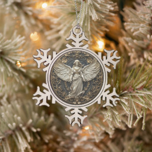 Ornement Flocon De Neige Ornement de Noël Ange Gardien Élégant