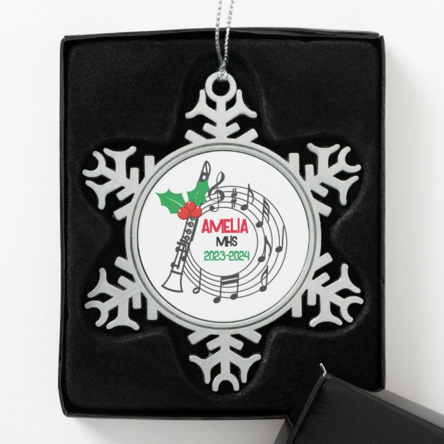 Ornement Flocon De Neige Ornement de Noël de la bande Marching Clarinet (Boîte)
