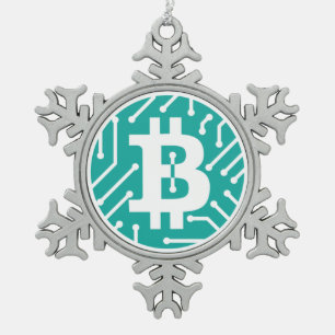 Ornement Flocon De Neige Ornement de Noël de symbole de logo de Bitcoin