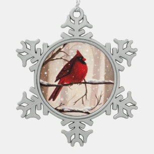 Ornement Flocon De Neige Ornement de Noël du Cardianal Rouge