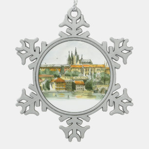 Ornement Flocon De Neige Ornement d'étain de château de Prague