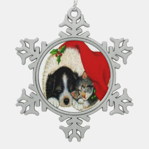 Ornement Flocon De Neige Ornement d'étain de neige pour chat et chien de N