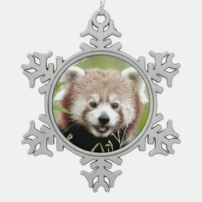 Ornement Flocon De Neige Ornement. noel red panda, panda roux. (Devant)
