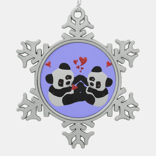 Ornement Flocon De Neige Ornement précieux de Noël de panda (Devant)