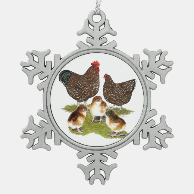 Ornement Flocon De Neige Orpington Jubilee Famille de poulet (Devant)