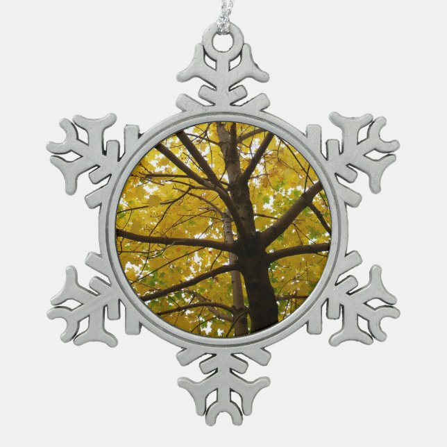 Ornement Flocon De Neige Paire d'érables jaunes Nature d'automne (Devant)
