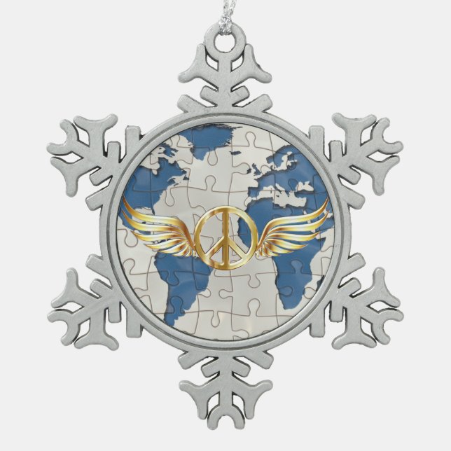 Ornement Flocon De Neige Paix mondiale (Devant)