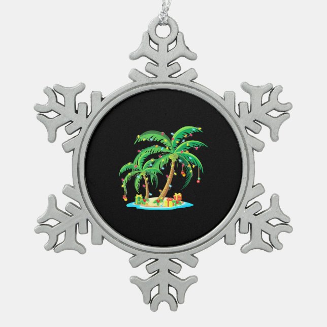 Ornement Flocon De Neige Palmier de Noël Cocotier de Noël Tropical (Devant)
