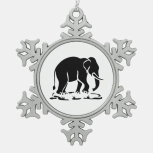 Ornement Flocon De Neige Panneau de trekking des éléphants asiatiques devan