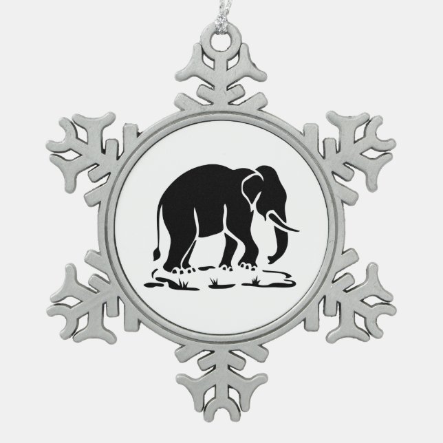 Ornement Flocon De Neige Panneau de trekking des éléphants asiatiques devan (Devant)