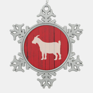 Ornement Flocon De Neige Panneau rouge en bois de grange de chèvre rustiqu
