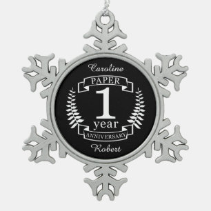 Ornement Flocon De Neige Papier 1er anniversaire mariage 1 an