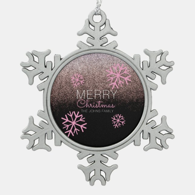 Ornement Flocon De Neige Parties scintillant de Noël Pink Snowflakes (Devant)