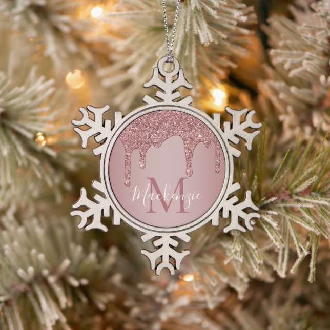 Ornement Flocon De Neige Parties scintillant Rose de luxe étincelante  Mono (Arbre)