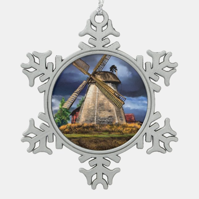 Ornement Flocon De Neige Pays-Bas Windmill Paysage (Devant)