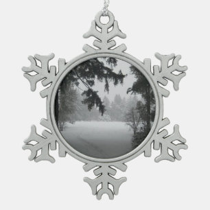 Ornement Flocon De Neige Paysage de neige d'hiver