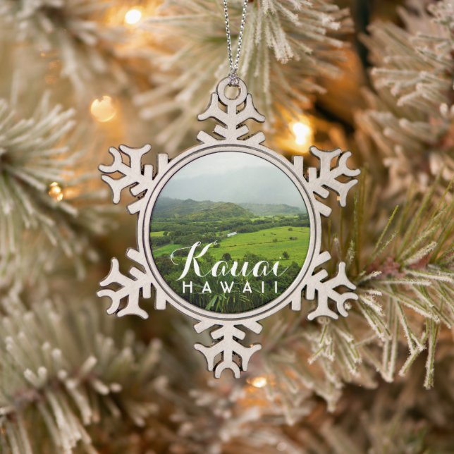 Ornement Flocon De Neige Paysage des collines de Kauai Hawaii (Arbre)