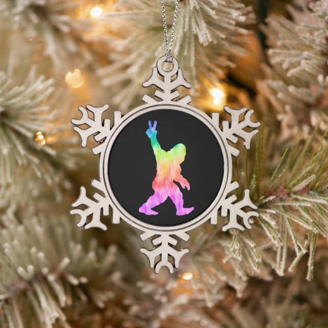Ornement Flocon De Neige Peace Love Bigfoot (Arbre)
