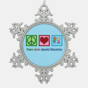 Ornement Flocon De Neige Peace Love Enseignant de l'éducation spéciale