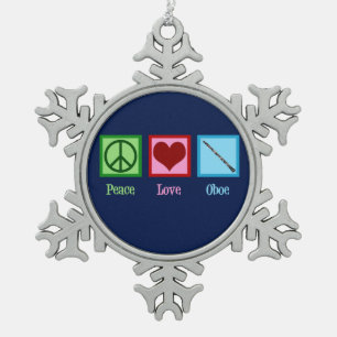 Ornement Flocon De Neige Peace Love Oboe