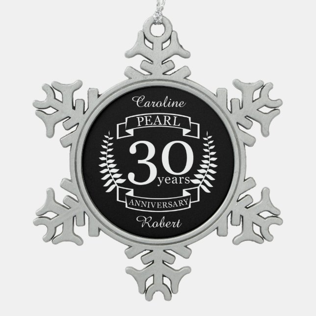 Ornement Flocon De Neige Pearl 30e anniversaire du mariage 30 ans (Devant)
