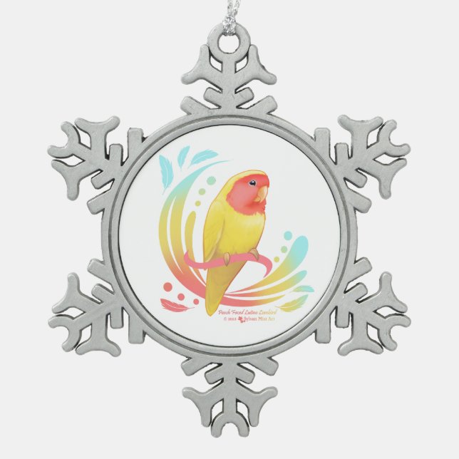 Ornement Flocon De Neige Pêche face Lutino Lovebird (Devant)
