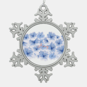 Ornement Flocon De Neige peinture à l'aquarelle d'art bleu