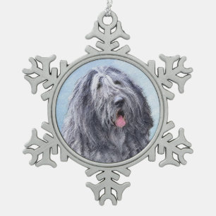 Ornement Flocon De Neige Peinture Bergamasco Sheepdog - Chien original mign