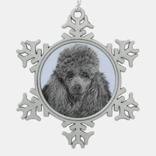 Ornement Flocon De Neige Peinture de caniche Miniature Jouet noir Art origi