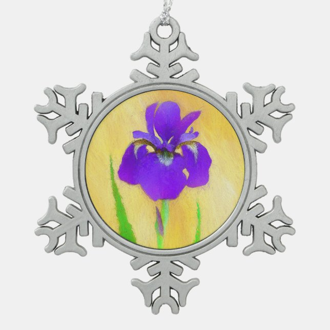 Ornement Flocon De Neige Peinture Iris à pois pourpre - Chien original mign (Devant)