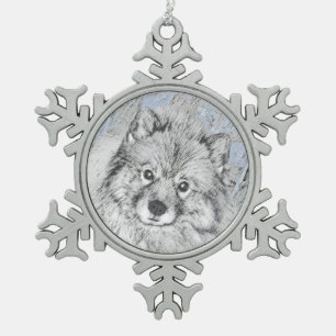 Ornement Flocon De Neige Peinture Keeshond Beth - Joli art original chien