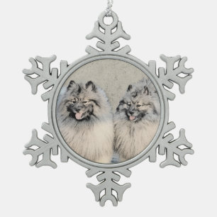 Ornement Flocon De Neige Peinture Keeshond Brothers - Art Chien original