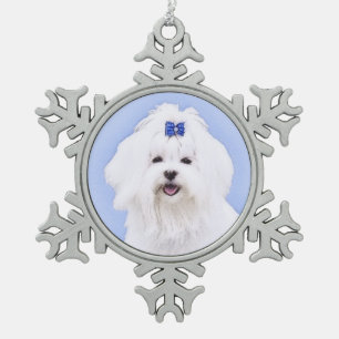 Ornement Flocon De Neige Peinture maltaise - Joli art original pour chien
