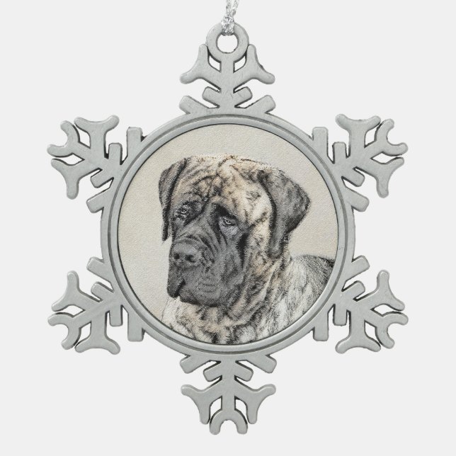 Ornement Flocon De Neige Peinture mastiff anglaise (Brindle) - Dog Art (Devant)
