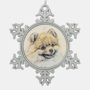 Ornement Flocon De Neige Peinture Poméranienne (orange) - Art Chien origina