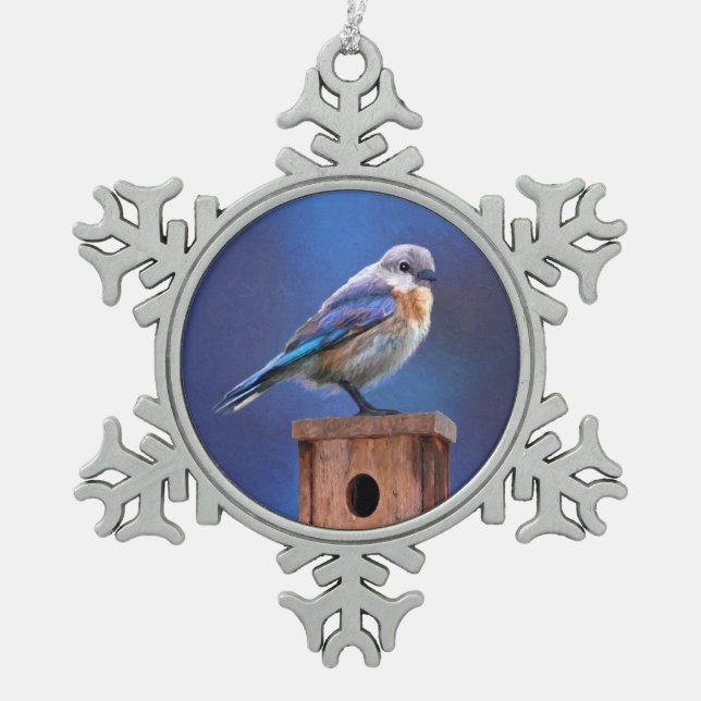Ornement Flocon De Neige Peinture pour oiseaux bleus (femelle) - Art origin (Devant)