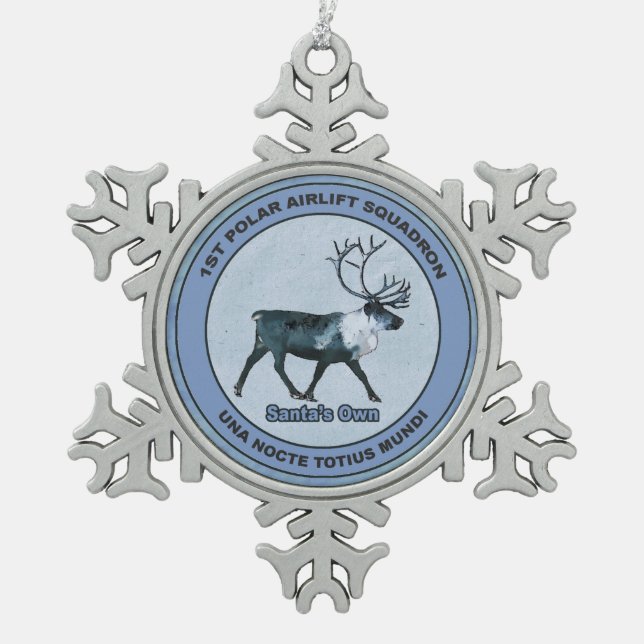 Ornement Flocon De Neige Père Noël 1er Polar Airlift Sqdn - Subduit (Devant)