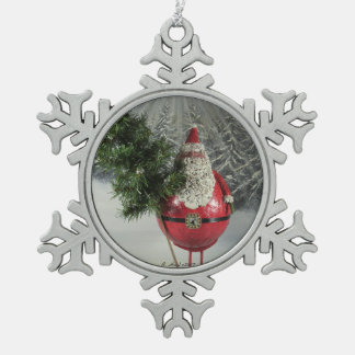 Ornement Flocon De Neige Père Noël avec l'arbre
