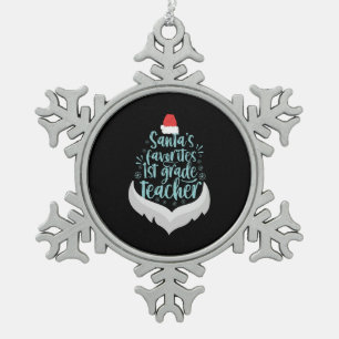 Ornement Flocon De Neige Père Noël Favori Enseignant de 1ère année Funny No