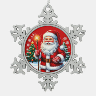 Ornement Flocon De Neige Père Noël joyeux avec Noël enneigé